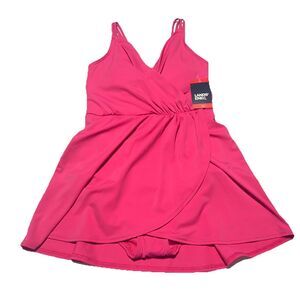 Lands' End Swim Dress Women Size XS Wrap One Piece Swimsuit Pink Padded bra NWT
